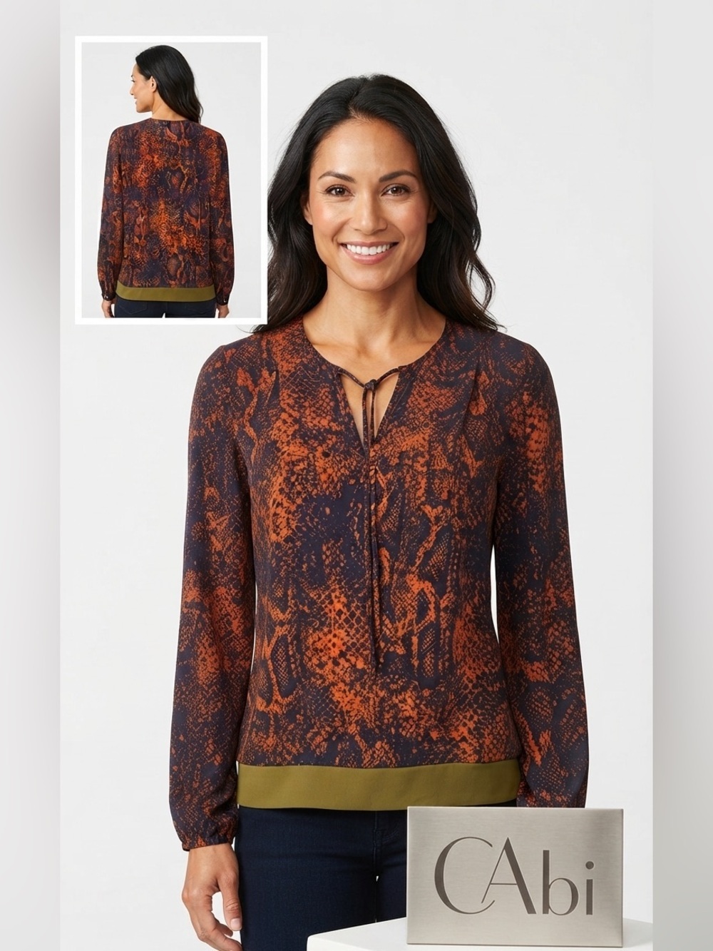 CAbi Python Snake Skin Pattern Surplice Top Small
